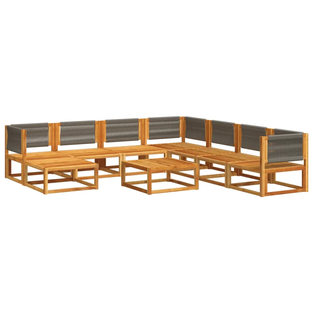 vidaXL Set di divani da giardino 9 pezzi con cuscini in legno di acacia e corda