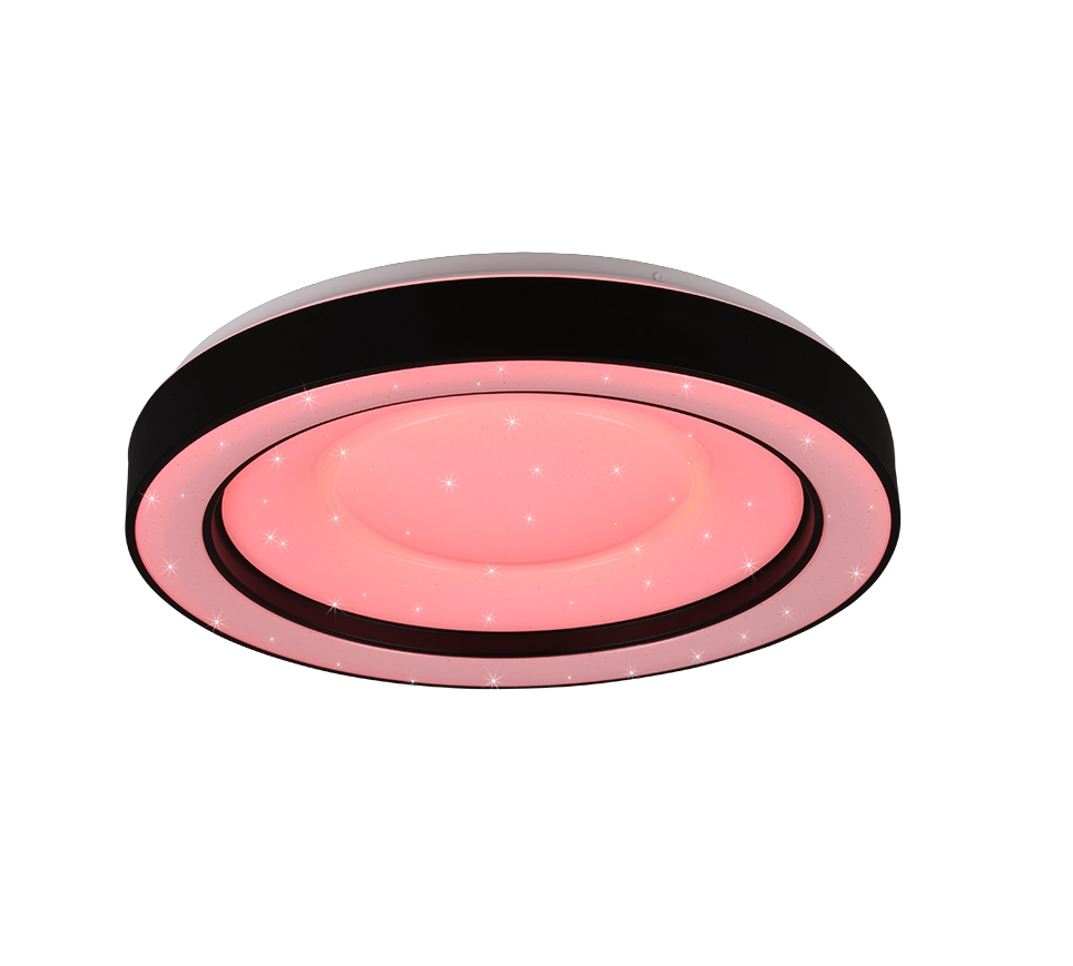 Plafoniera LED RGB effetto stelle, nero e cromo, 49x8 cm, Arco