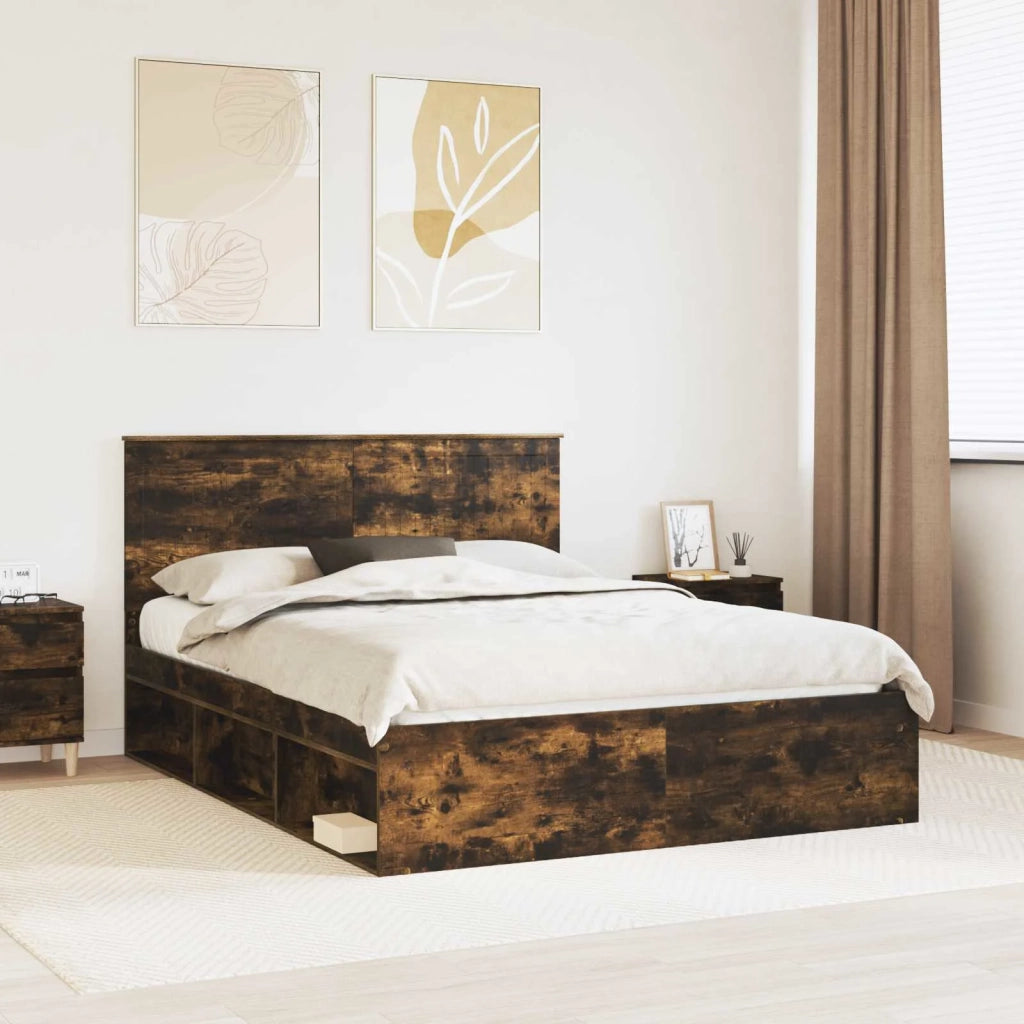 Struttura del letto Rovere fumé 150 x 200 cm Pino massello
