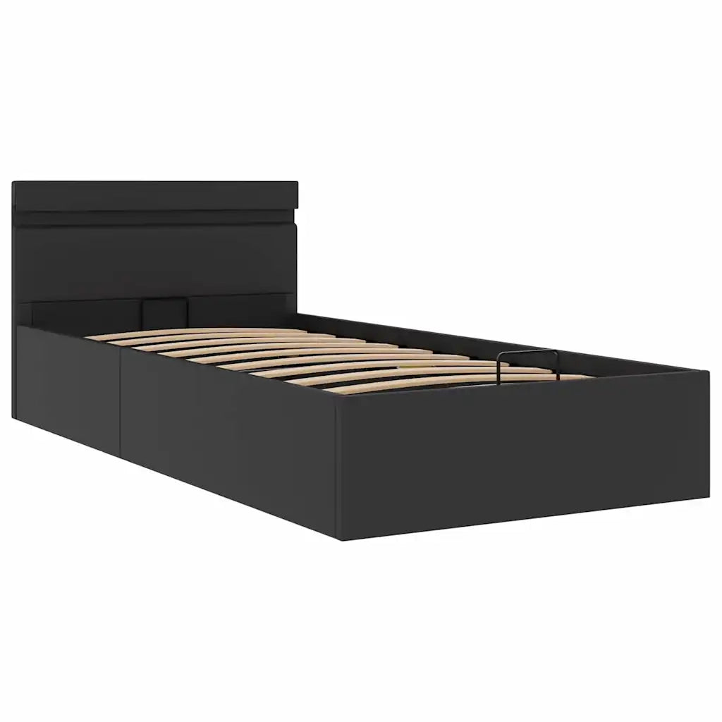 Giroletto Contenitore Idraulico LED Nero Similpelle 90x200 cm 285540