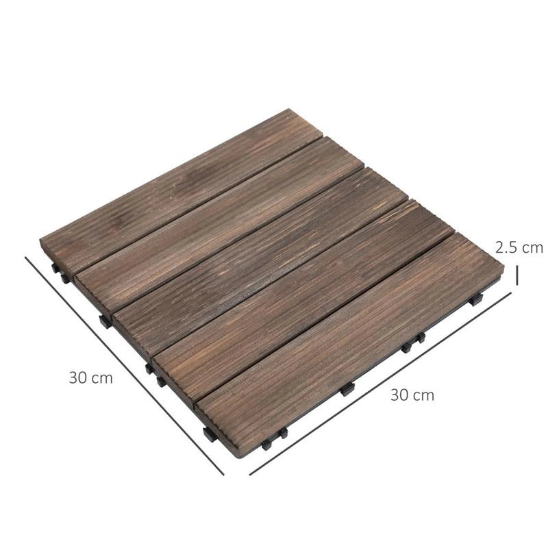 PIASTRELLE PER ESTERNI PAVIMENTO IN LEGNO, SET 27 PEZZI MONTAGGIO A INCASTRO, 30X30X2.5 CM