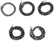 Accessori per gioielli - 48 pezzi - Ronde perle nere - Perle d'acqua - Perle con foro - Perle rotonde - 8 mm - Obsidiiana argentata - Accessori per collane