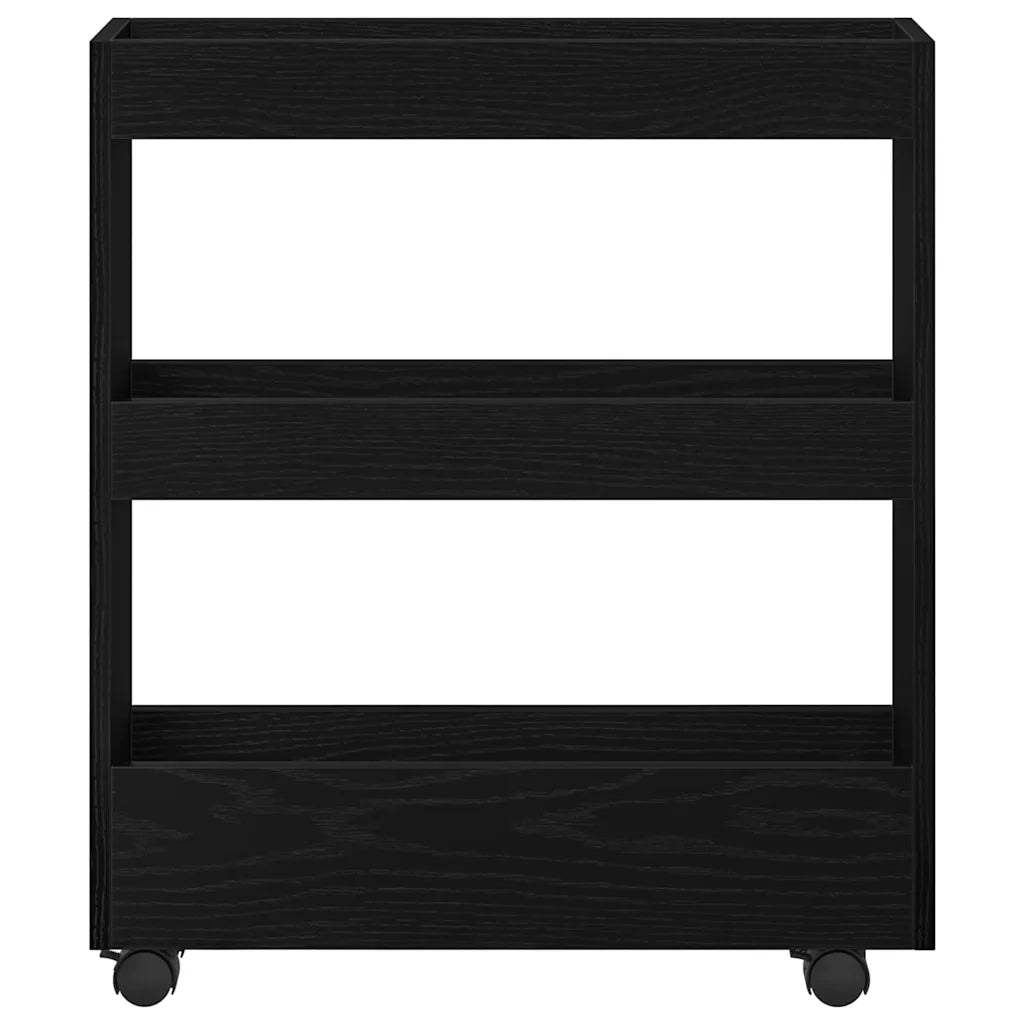 Carrello di Stoccaggio Stretto Rovere Nero 60 x 18 x 70 cm 869249