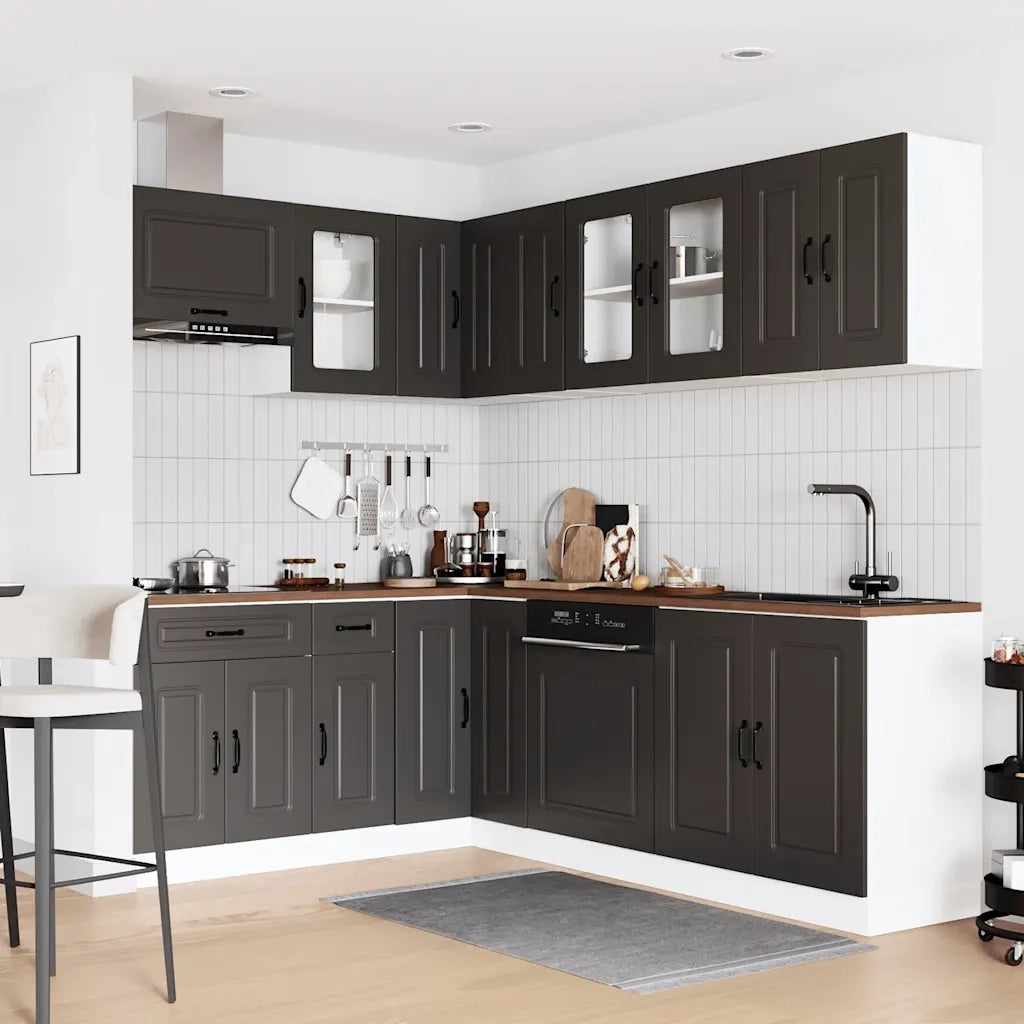 Set Mobili da Cucina 11 pz Kalmar Neri Legno Multistrato 3314882
