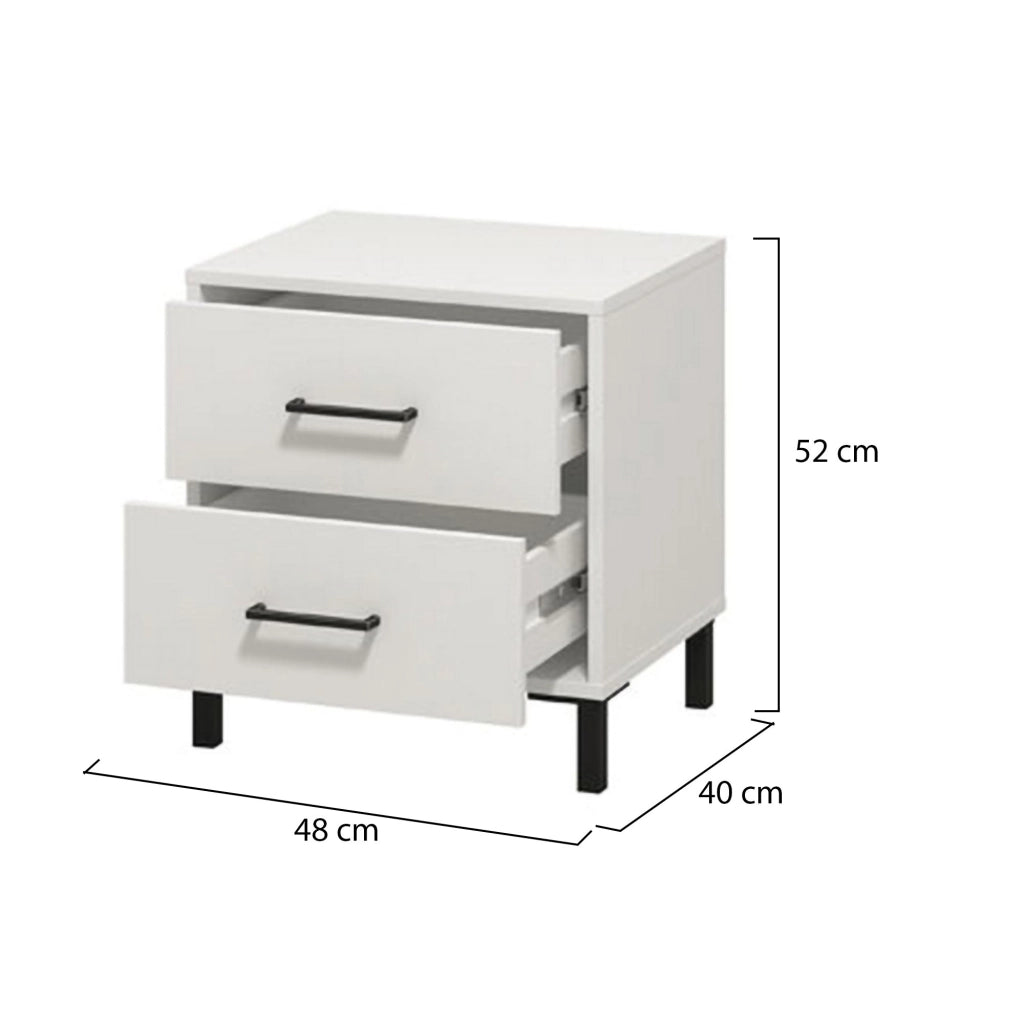 Clanezzo, Comodino un Ripiano, 48x40x52h cm Bianco