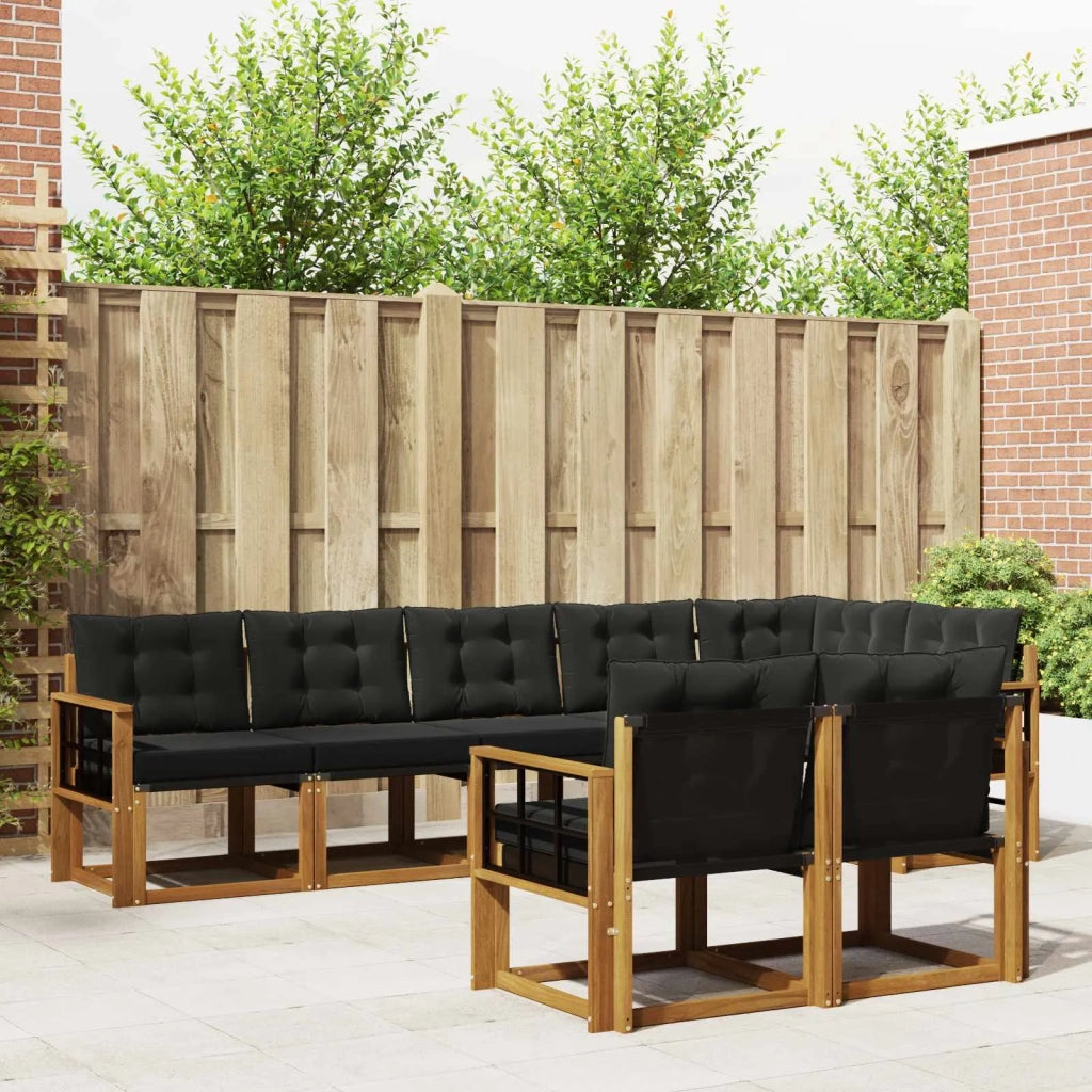 Set di divani da esterno con cuscino 8 pcs Naturale e Nero 3368791
