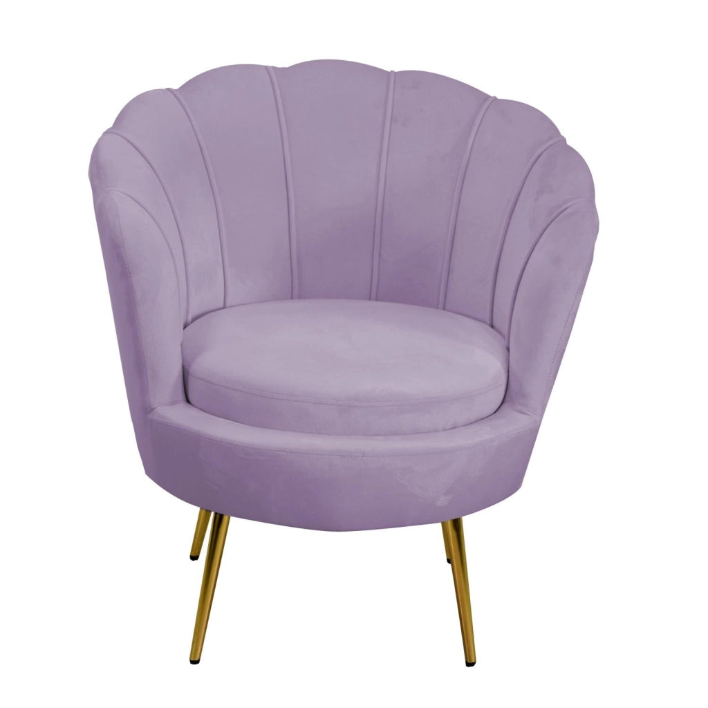 Poltrona Imbottita 73x72xh49/77 cm in Tessuto Velluto Tulipan Viola