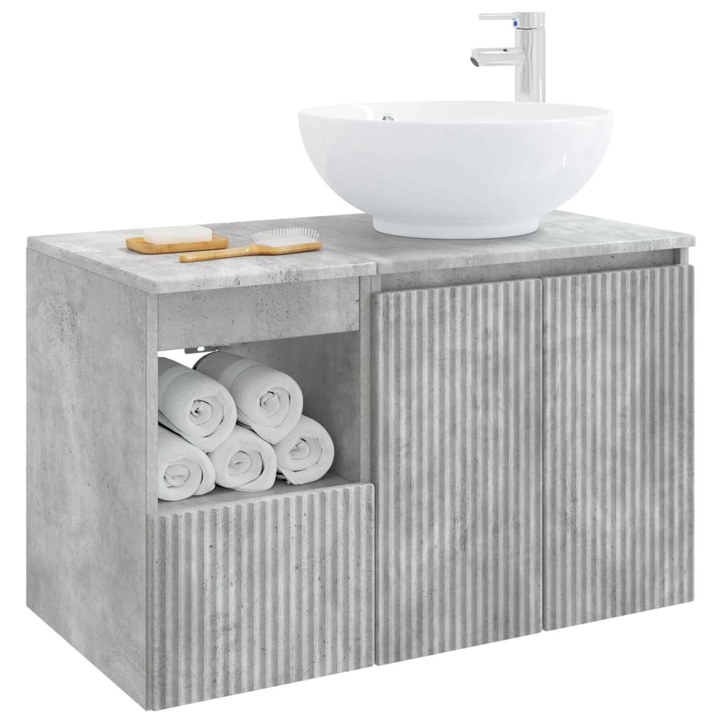 Set di mobili per il bagno 2 pz Grigio Cemento 3404087