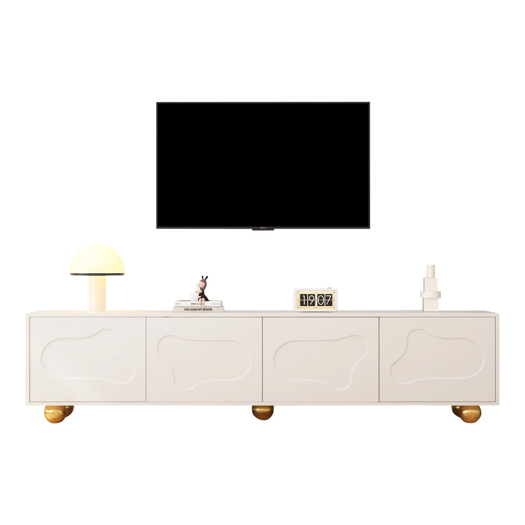 Mobile TV con 4 Ante e 2 Vani; per Soggiorno; in Pannello di Particelle; 180 × 40 × 45 cm; Bianco