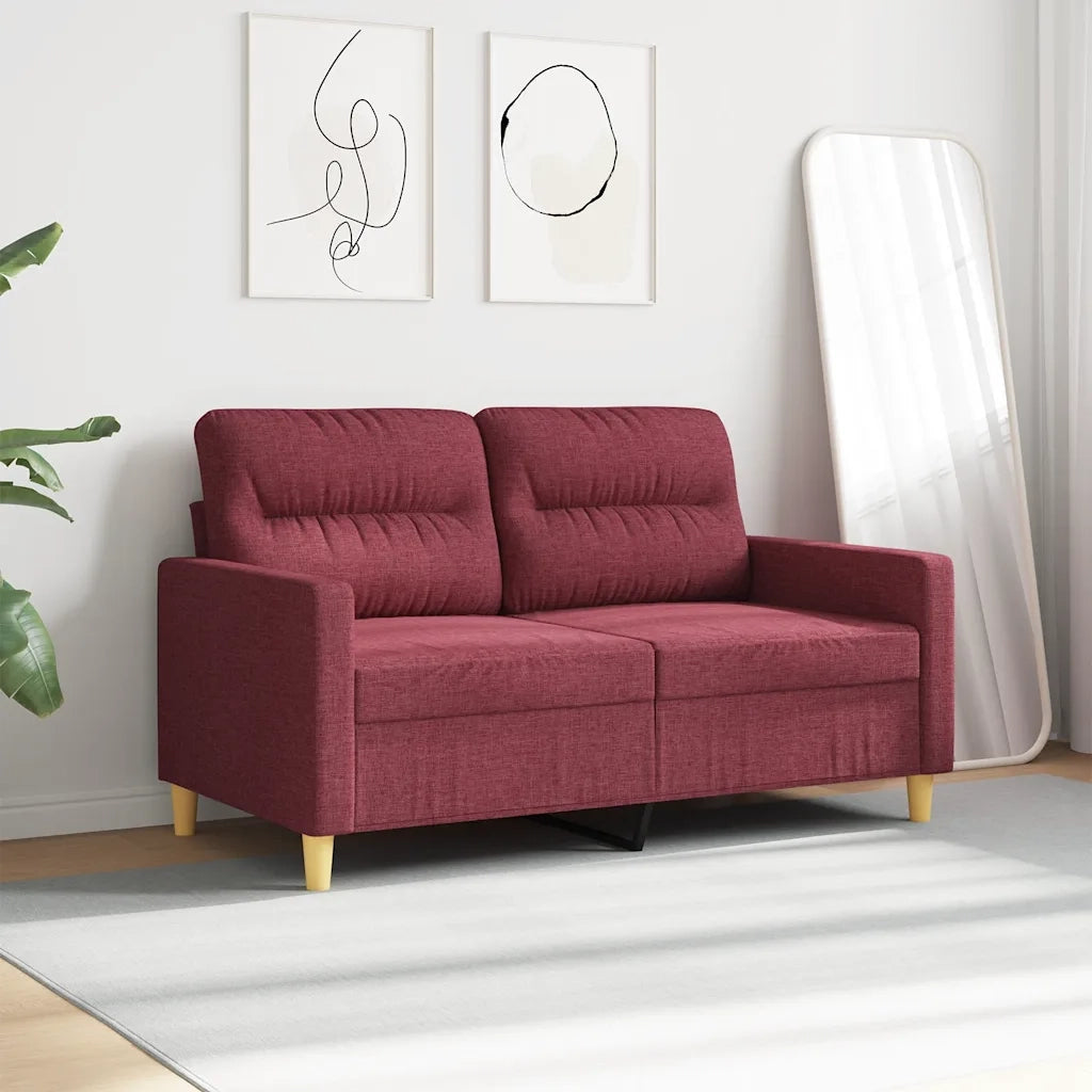 Divano a 2 Posti Rosso Vino 120 cm in Tessuto 359233