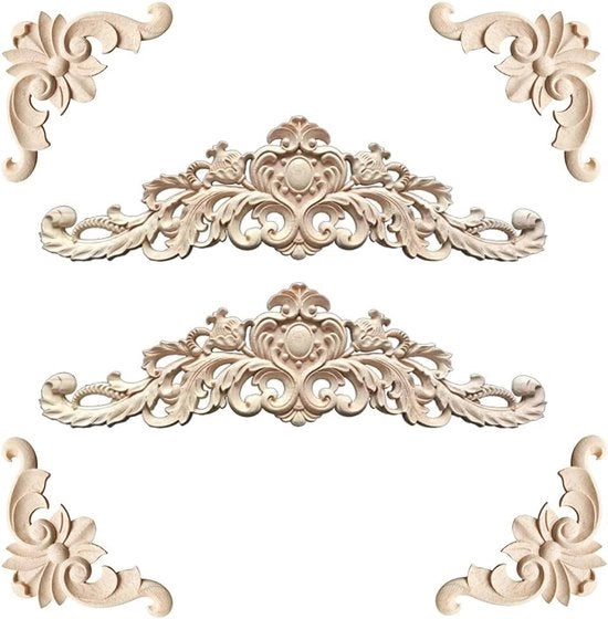 Decorazioni in Legno - Houtsnijwerk Decorativo - 6 pezzi - Legno Massello