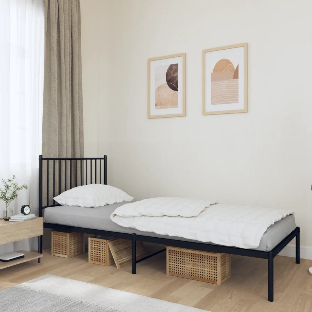 Giroletto con Testiera-Struttura Letto con testiera in Metallo Nero 90x200 cm 623565