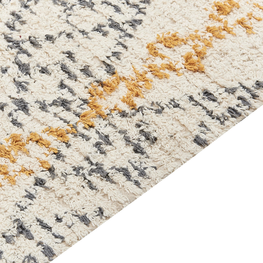 Tappeto in cotone beige 160 x 230 cm rettangolare motivo geometrico soggiorno camera da letto