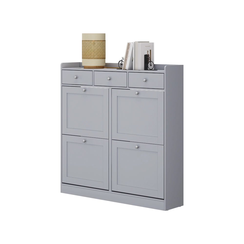 Vicco Scarpiera da ingresso Grigio 100 x 99.5 cm con 3 cassetti e 4 scomparti pieghevoli