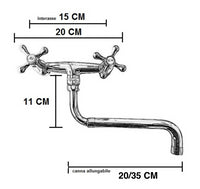 Rubinetto a parete vintage con canna allungabile 20-35 cm