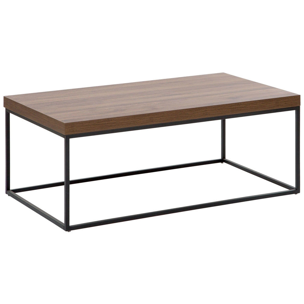 Tavolino Piano Legno Scuro Gambe Metallo Nero 100 x 60 cm Rettangolare Industrial Glam