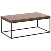 Tavolino Piano Legno Scuro Gambe Metallo Nero 100 x 60 cm Rettangolare Industrial Glam