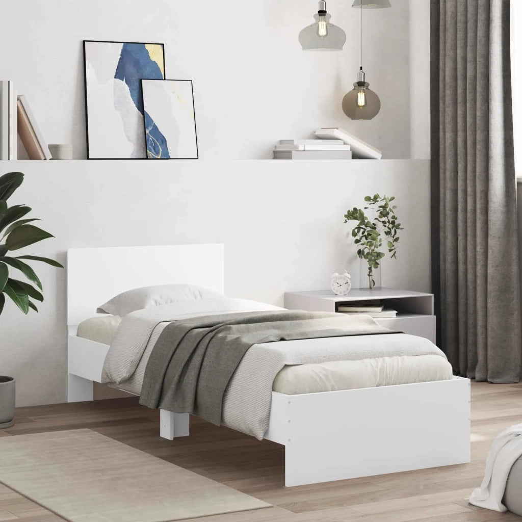 Letto singolo | Letto per adulti | Struttura letto con testata Bianco 80 x 200 cm