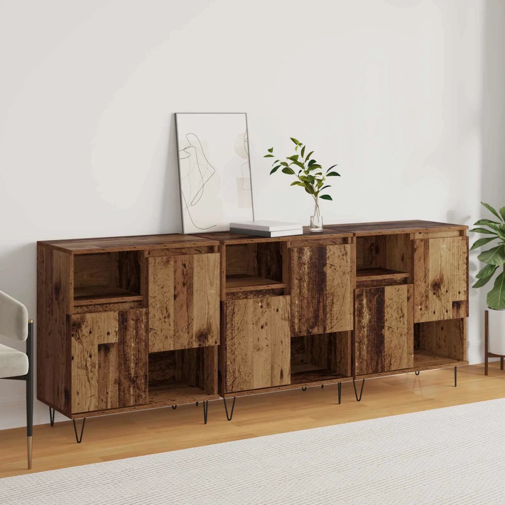 Credenza 3 pz | Madia | Buffet da pranzo | Armadio da pranzo Legno vecchio 60 x 35 x 70 cm