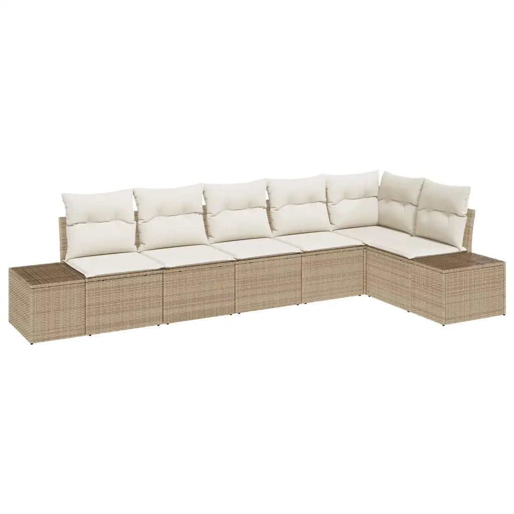 Set Divano da Giardino 6 pcs Beige e Crema polyrattan 3347081