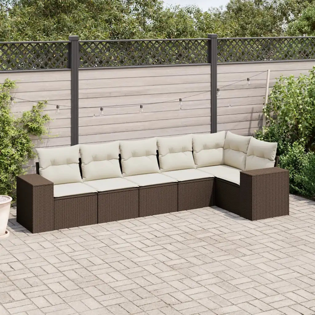 Set Divano da Giardino 6 pz con Cuscini Marrone in Polyrattan 3254930