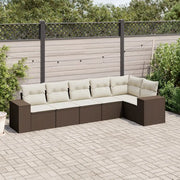 Set Divano da Giardino 6 pz con Cuscini Marrone in Polyrattan 3254930