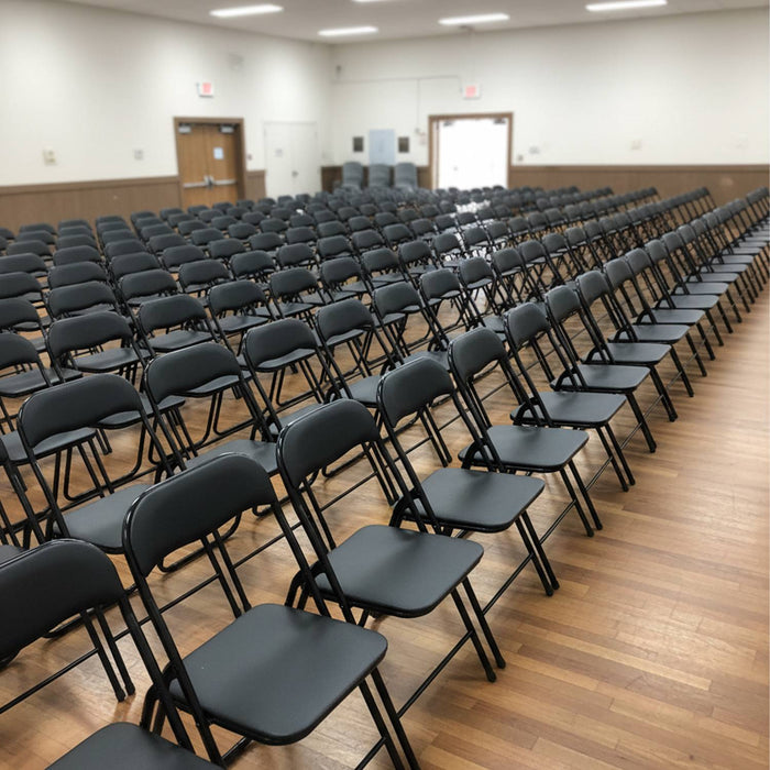 Set Di 6 Sedie Pieghevoli Con Struttura In Ferro Imbottite Salvaspazio Per Giardino Sala Riunioni Eventi Cuc Nero / Nero