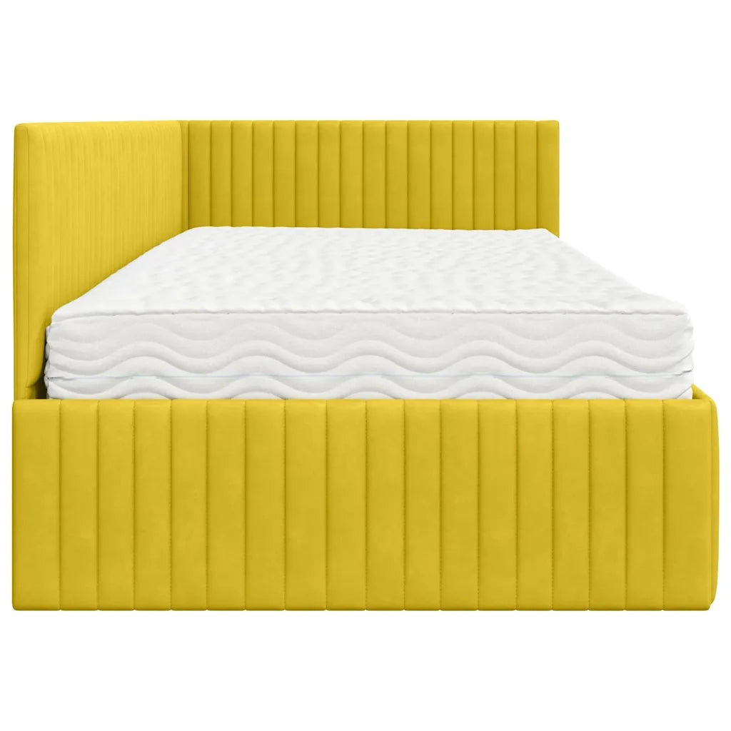 Struttura Letto Angolare con Materasso 2 pz-Giroletto con materasso Giallo Velluto 674142