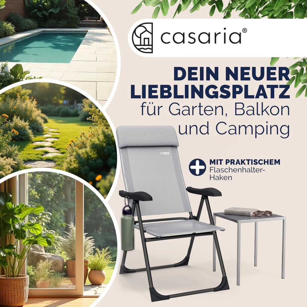 Set 4 Sedie da Giardino Pieghevoli Regolabili 7 Posizioni in Alluminio Schienale Reclinabile Campeggio Balcone