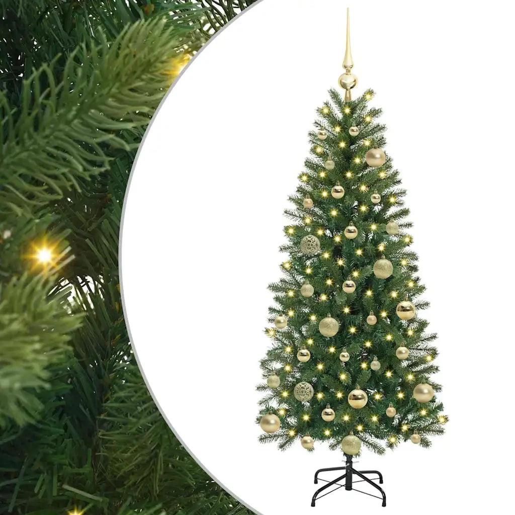 Albero di Natale | Decorazioni natalizie artificiale con 150 LED Verde 120 cm PE e PVC