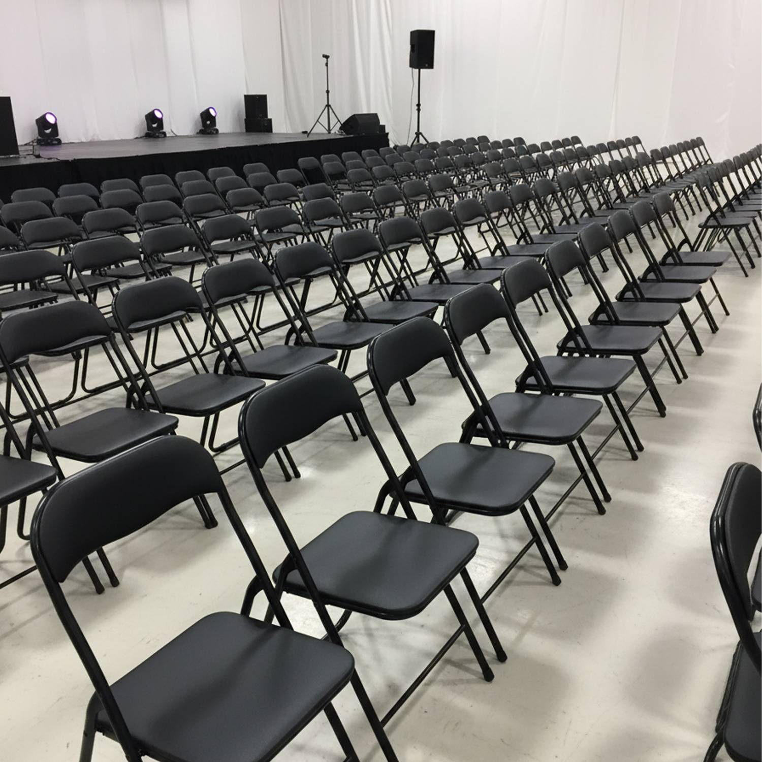 Set Di 6 Sedie Pieghevoli Con Struttura In Ferro Imbottite Salvaspazio Per Giardino Sala Riunioni Eventi Cuc Nero / Nero