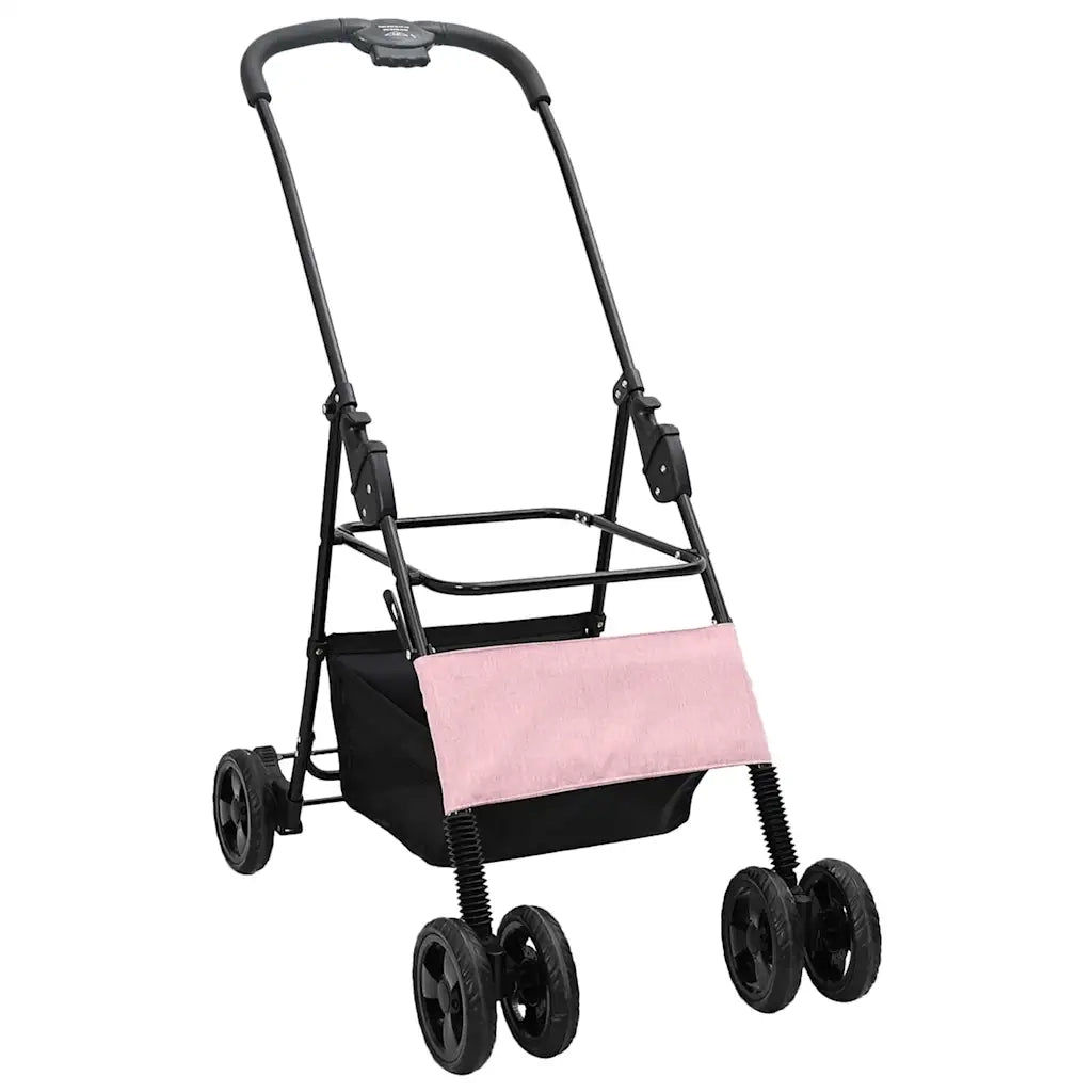 vidaXL Passeggino pieghevole per animali Rosa 81 x 47 x 99 cm