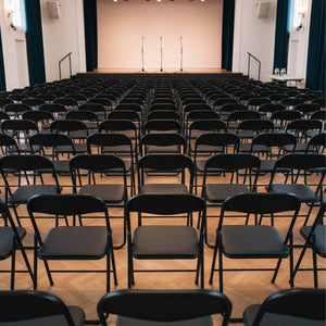 Set Di 6 Sedie Pieghevoli Con Struttura In Ferro Imbottite Salvaspazio Per Giardino Sala Riunioni Eventi Cuc Nero / Nero