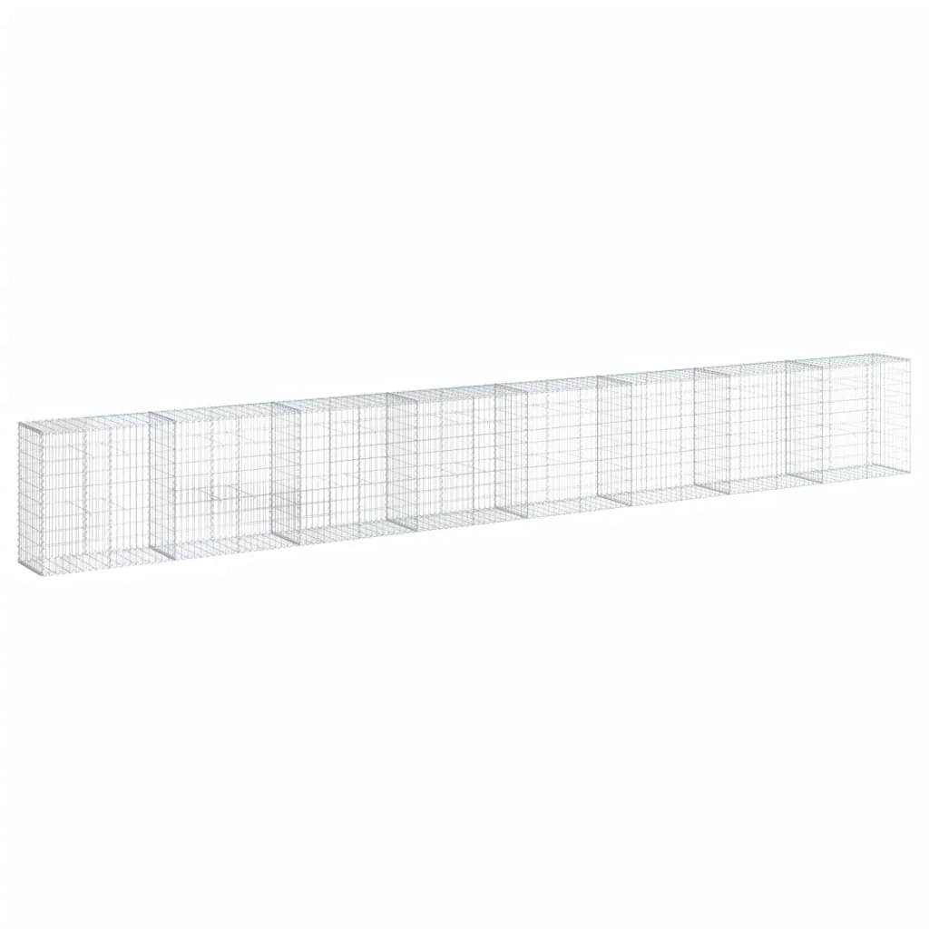 Gabbione recinto a gabbia muro di contenimento con coperchio 800 x 50 x 100 cm ferro zincato argento 02_0040203