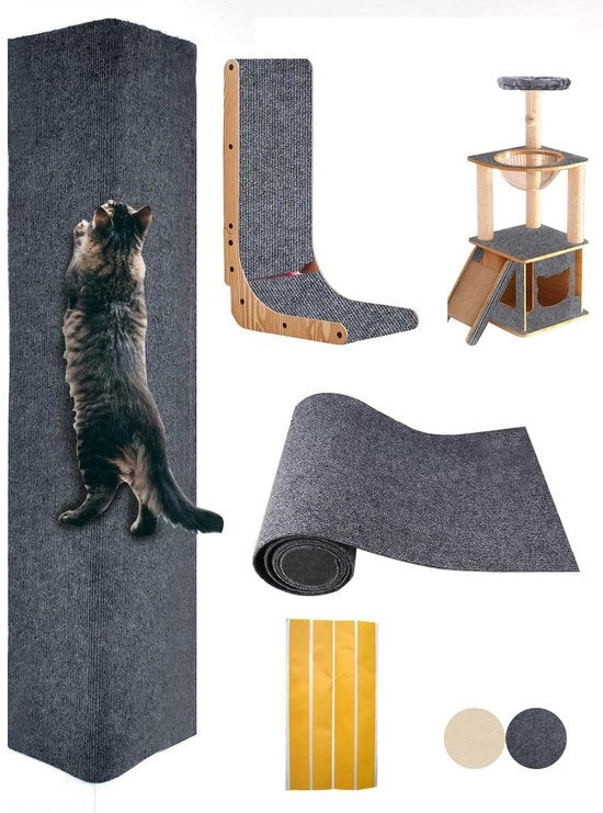 Matto di gomma autofissante per gatti, dimensioni 200x40 cm, colore grigio scuro, 1 pezzo