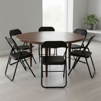 Set Di 6 Sedie Pieghevoli Con Struttura In Ferro Imbottite Salvaspazio Per Giardino Sala Riunioni Eventi Cuc Nero / Nero