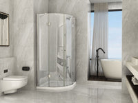 Box doccia Cristallo 8 mm - Semicircolare doppio battente (trasparente) - Misura: 80 x 80 x h195 (raggio 55cm) 