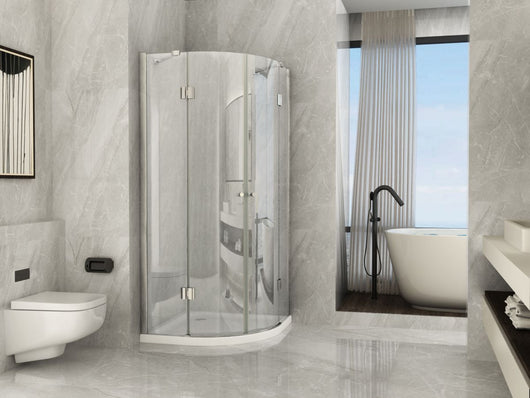 Box doccia Cristallo 8 mm - Semicircolare doppio battente (trasparente) - Misura: 80 x 80 x h195 (raggio 55cm) 