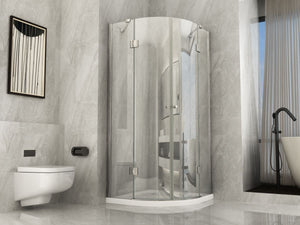 Box doccia Cristallo 8 mm - Semicircolare doppio battente (trasparente) - Misura: 80 x 80 x h195 (raggio 55cm) 