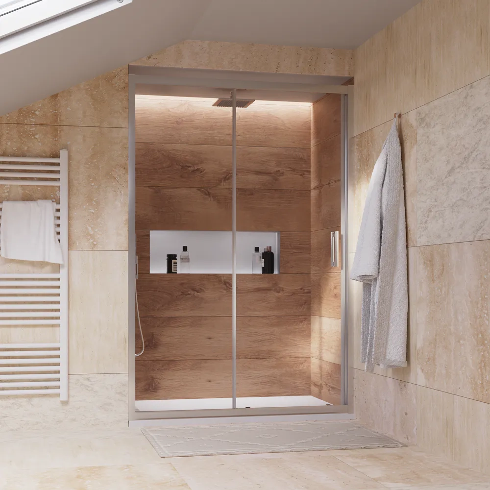 Porta doccia 130 cm scorrevole reversibile vetro 6mm trasparente h180cm | Sicily