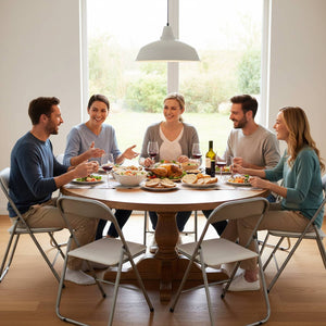 Set Di 6 Sedie Pieghevoli Con Struttura In Ferro Imbottite Salvaspazio Per Giardino Sala Riunioni Eventi Cucina Bianco