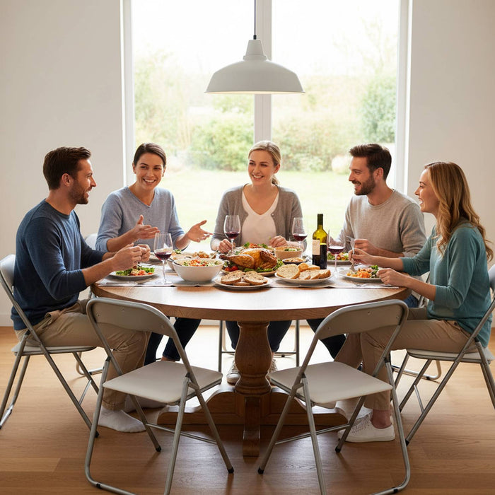 Set Di 6 Sedie Pieghevoli Con Struttura In Ferro Imbottite Salvaspazio Per Giardino Sala Riunioni Eventi Cucina Bianco