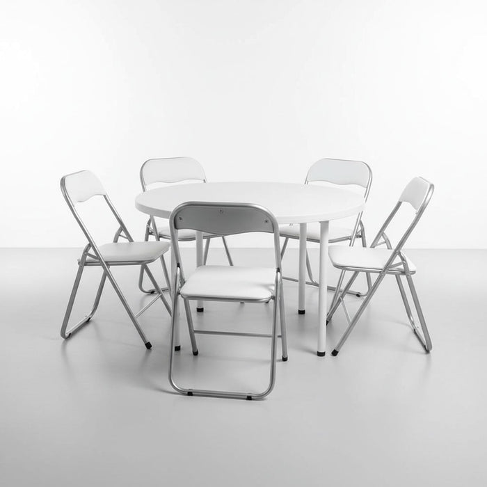 Set Di 6 Sedie Pieghevoli Con Struttura In Ferro Imbottite Salvaspazio Per Giardino Sala Riunioni Eventi Cucina Bianco