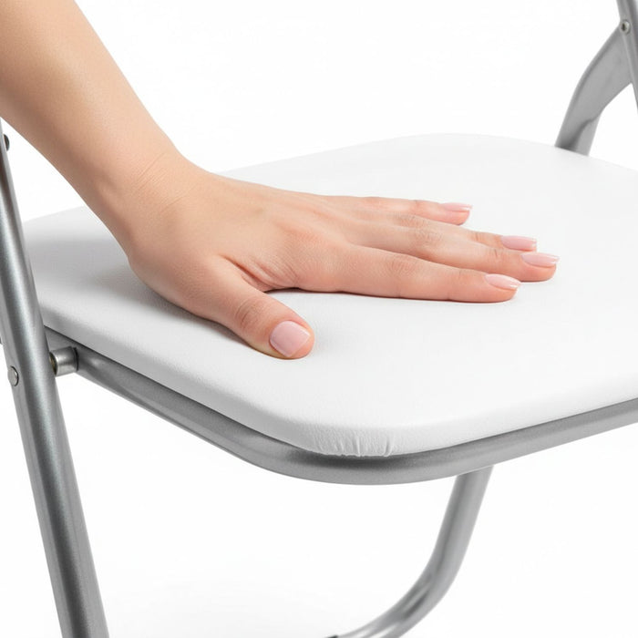 Set Di 6 Sedie Pieghevoli Con Struttura In Ferro Imbottite Salvaspazio Per Giardino Sala Riunioni Eventi Cucina Bianco