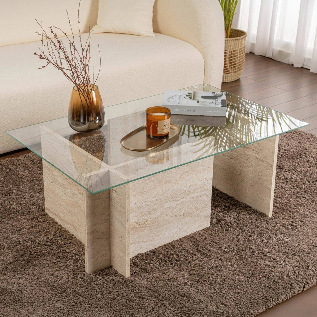 Azriel, Tavolino da Salotto Portariviste, 105x65x40h cm Beige