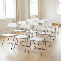 Set Di 6 Sedie Pieghevoli Con Struttura In Ferro Imbottite Salvaspazio Per Giardino Sala Riunioni Eventi Cucina Bianco