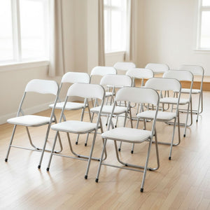 Set Di 6 Sedie Pieghevoli Con Struttura In Ferro Imbottite Salvaspazio Per Giardino Sala Riunioni Eventi Cucina Bianco