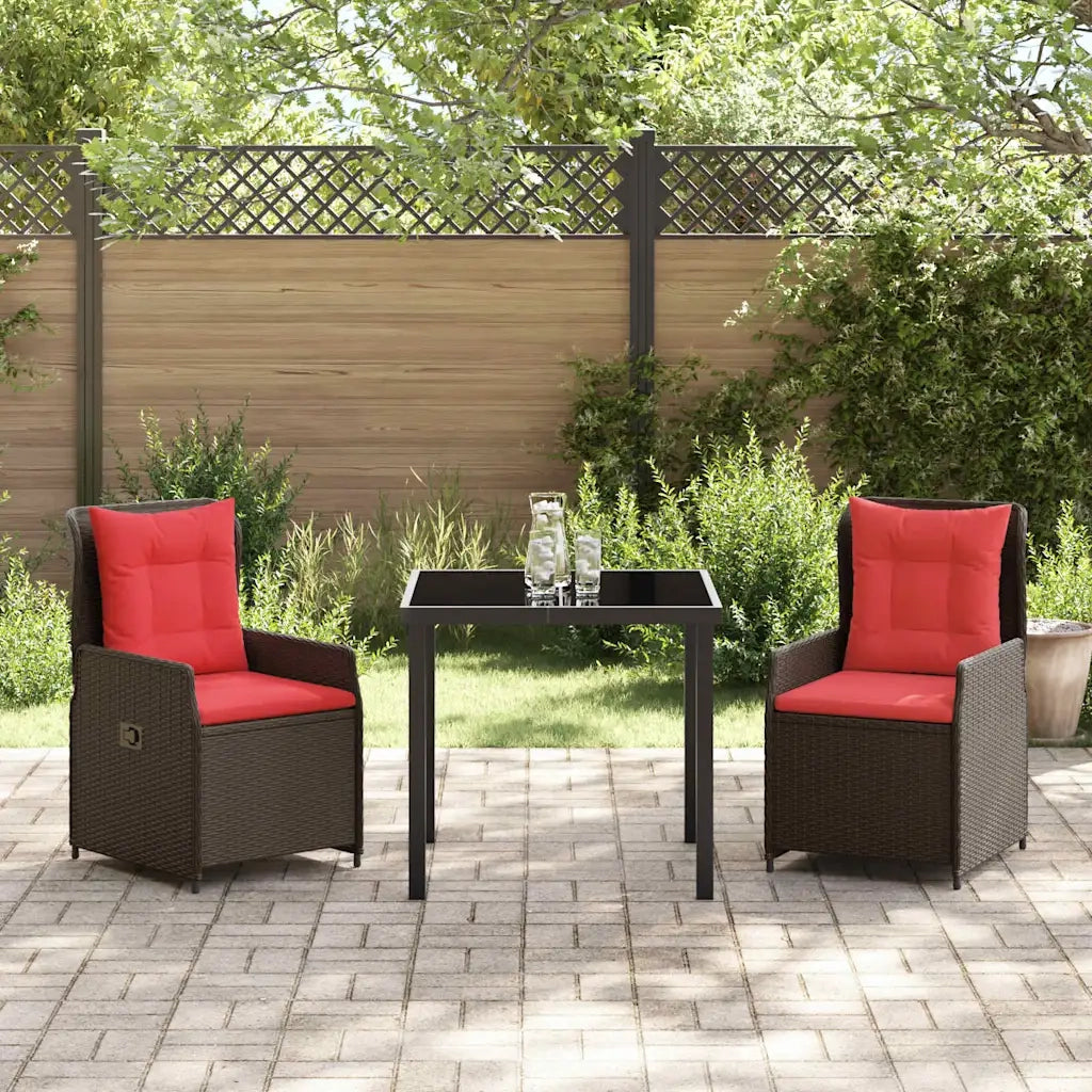 Set da Pranzo per Giardino 3 pcs Marrone Poly Rattan 3381023