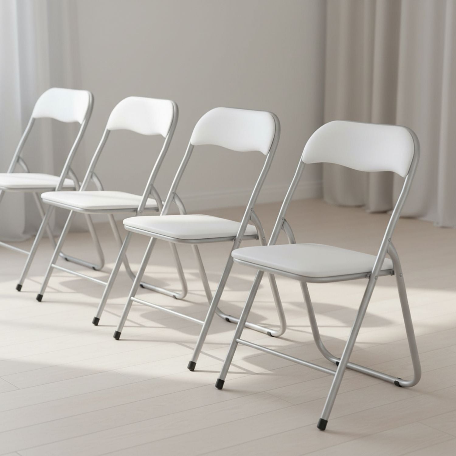Set Di 6 Sedie Pieghevoli Con Struttura In Ferro Imbottite Salvaspazio Per Giardino Sala Riunioni Eventi Cucina Bianco