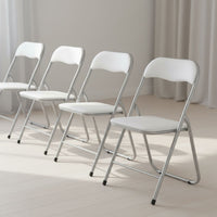 Set Di 6 Sedie Pieghevoli Con Struttura In Ferro Imbottite Salvaspazio Per Giardino Sala Riunioni Eventi Cucina Bianco
